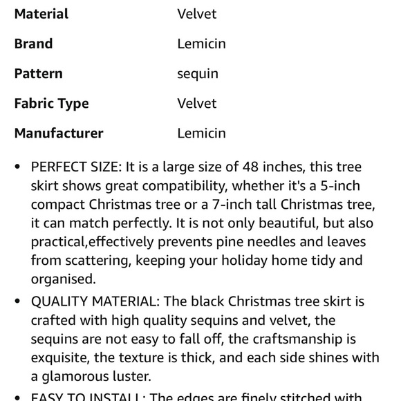 Black Sequin Holiday Tree Skirt - Picture 4 of 5